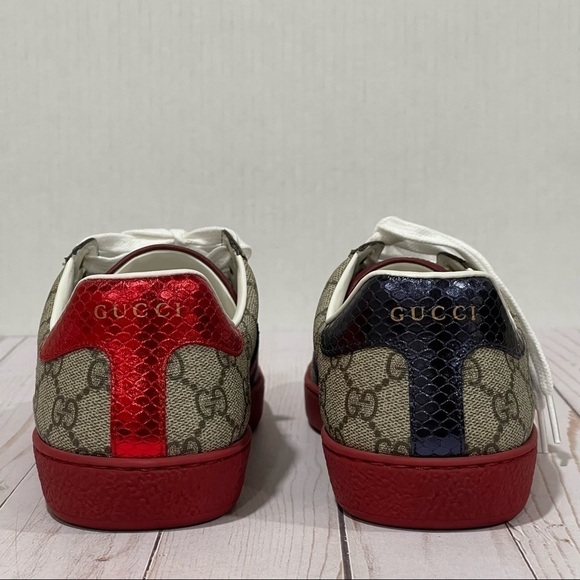 GUCCI Men's Ace GG Supreme Low Top Sneaker Beige Size - 7 - Picture 8 of 15